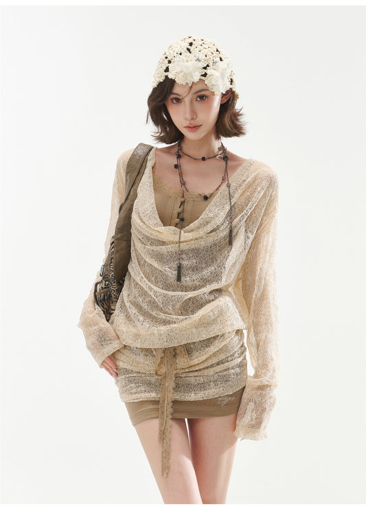 LAZY STYLE OFF-SHOULDER CAPE DRESS