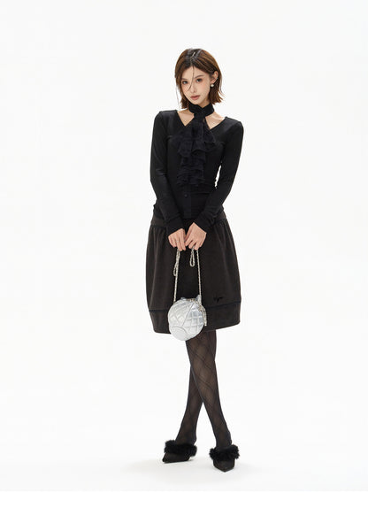 FRENCH LACE BLOUSE & WOOL COCOON SKIRT
