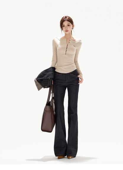 Y2K ADJUSTABLE BUTTON KNIT TOP