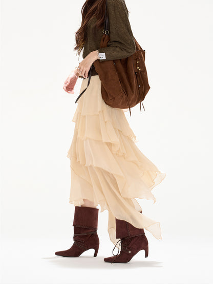 BRITISH BLAZER × BOHO CHIFFON SKIRT