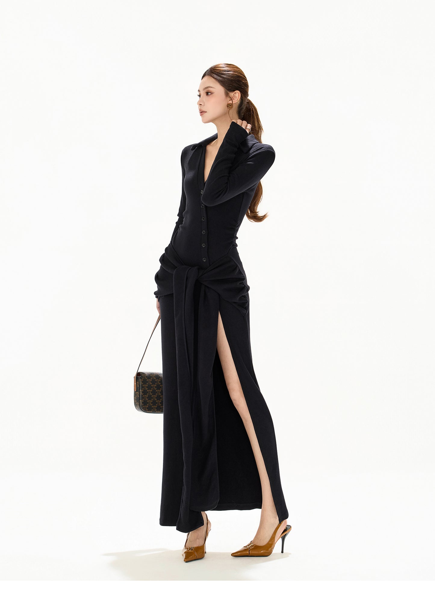 ELEGANT HIGH SLIT STRAPPY SLIM FIT ONE-PIECE