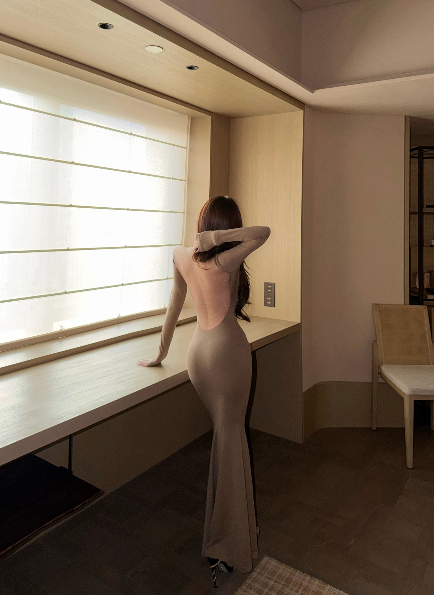 HALTER BACKLESS MERMAID KNIT DRESS