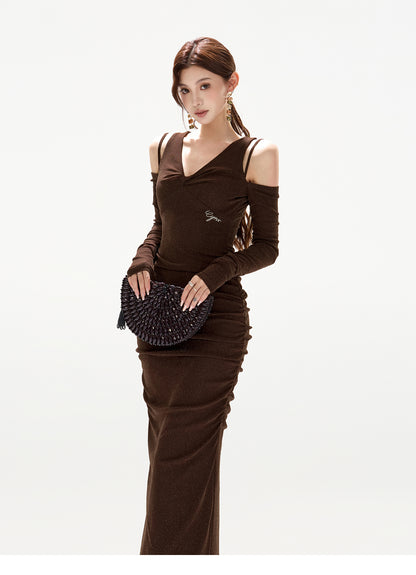 ELEGANT OFF-SHOULDER KNIT DRESS