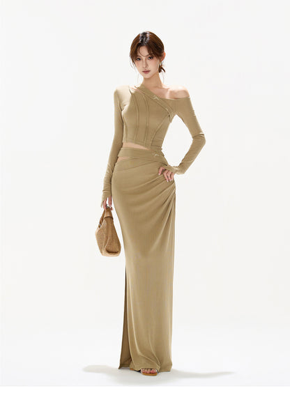 ELEGANT ASYMMETRIC KNIT SET