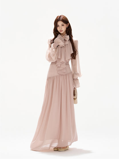 ROMANTIC FRENCH CHIFFON MAXI DRESS
