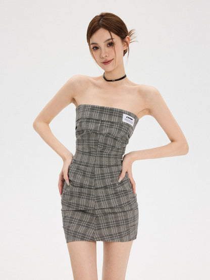 PLAID TUBE TOP SKIRT