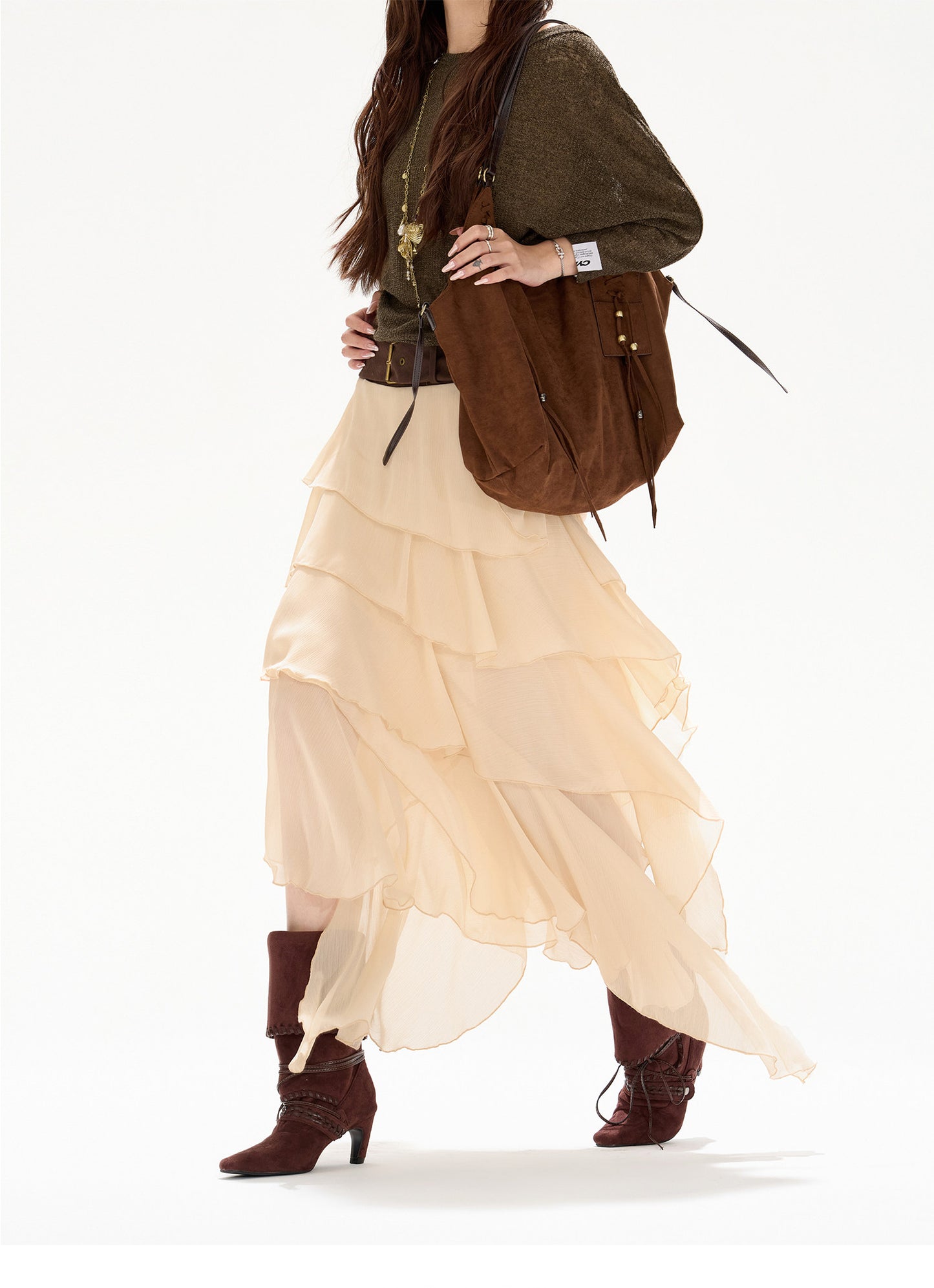 BRITISH BLAZER × BOHO CHIFFON SKIRT