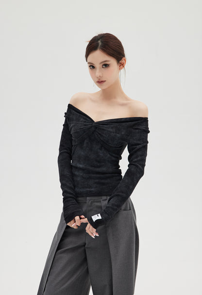 TWO WAY OFF SHOULDER KNOTTED TOP