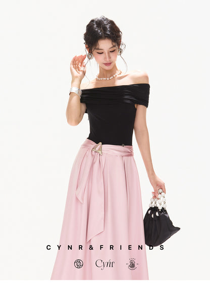 BLACK ROSE SATIN DRESS