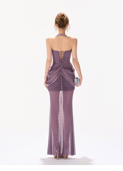 MAUVE CRYSTAL MERMAID DRESS