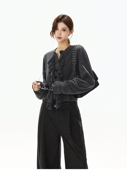 ELEGANT KNIT TOP & WOOL WIDE PANTS