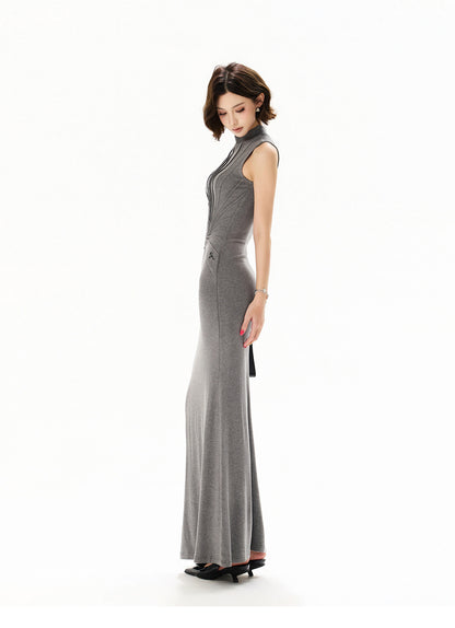 【日本在庫 】PLEATS SLIM KNIT DRESS