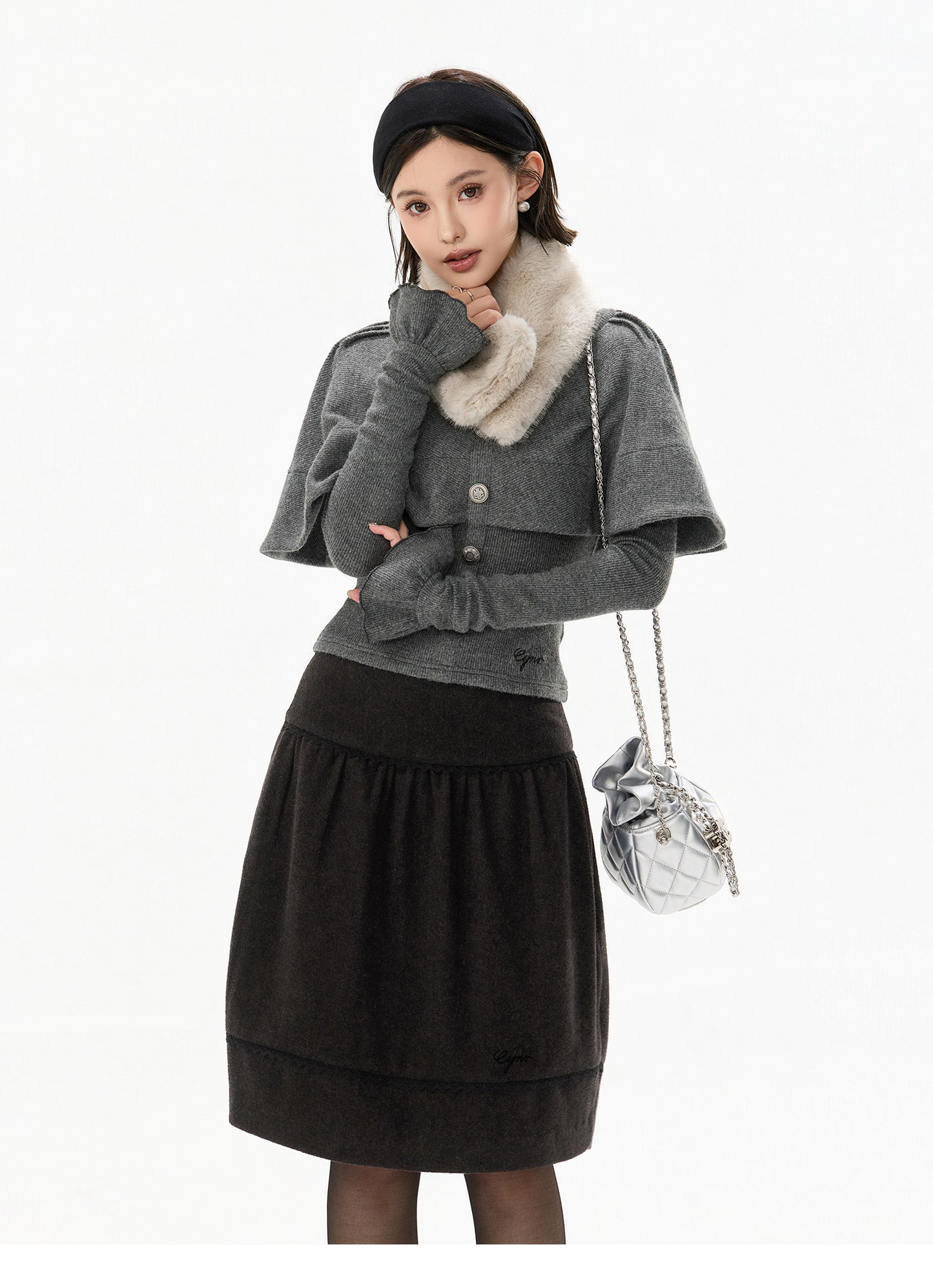 TEXTURED CAPE KNIT TOP