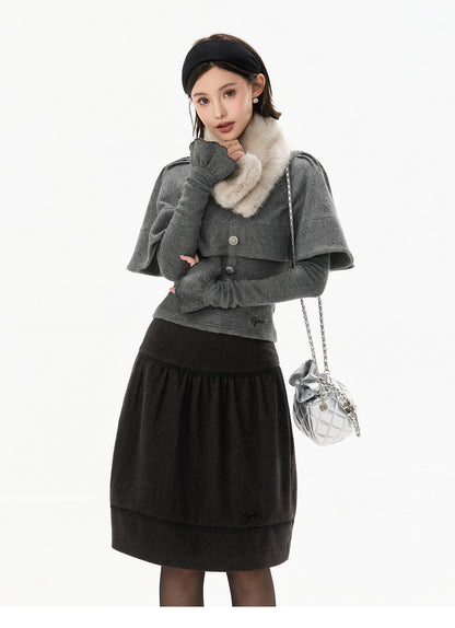 TEXTURED CAPE KNIT TOP