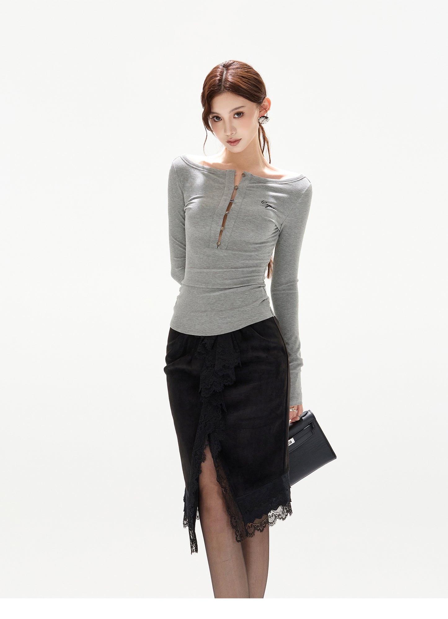 Y2K ADJUSTABLE BUTTON KNIT TOP