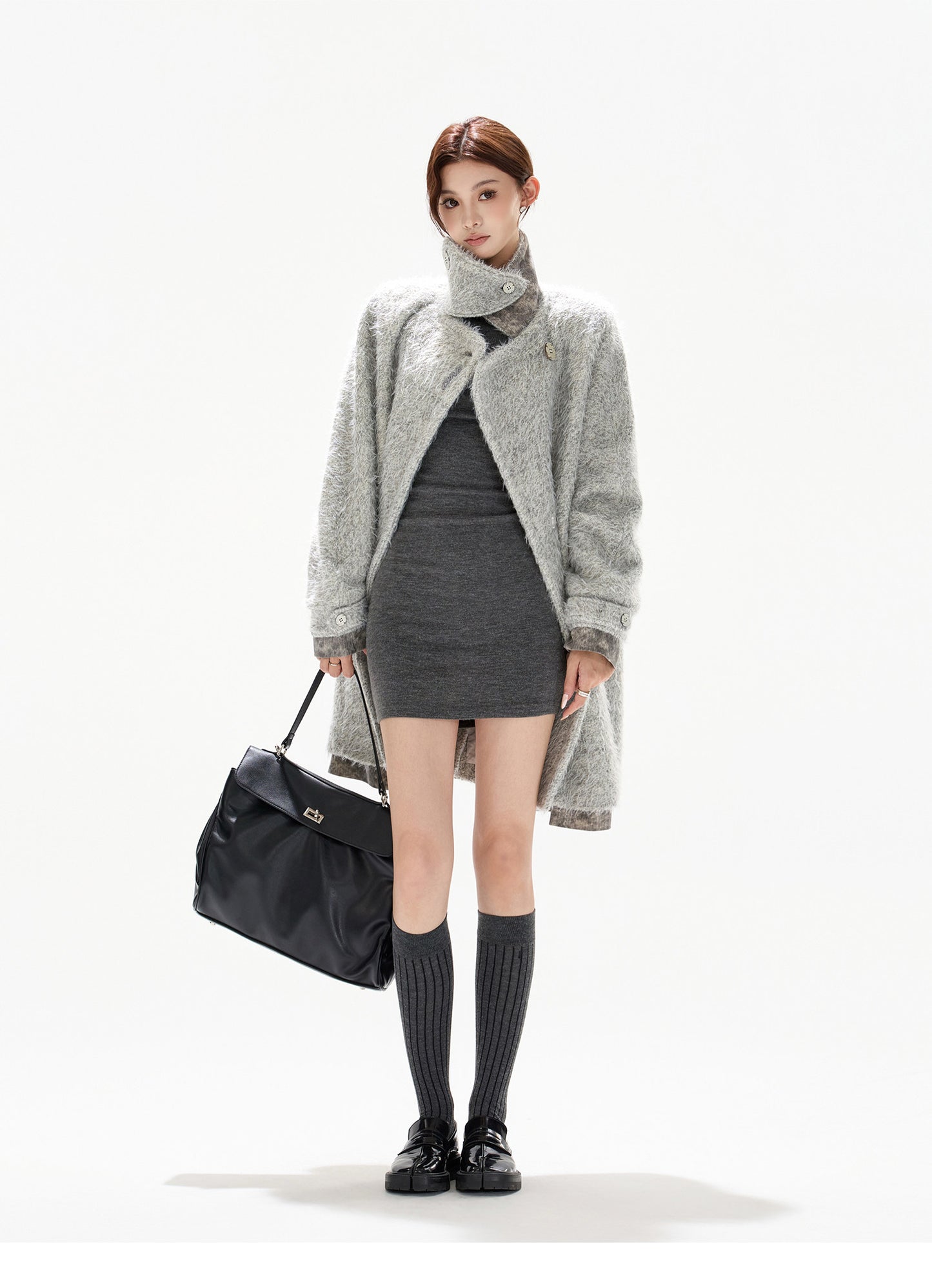 MELANGE WOOL COCOON COAT
