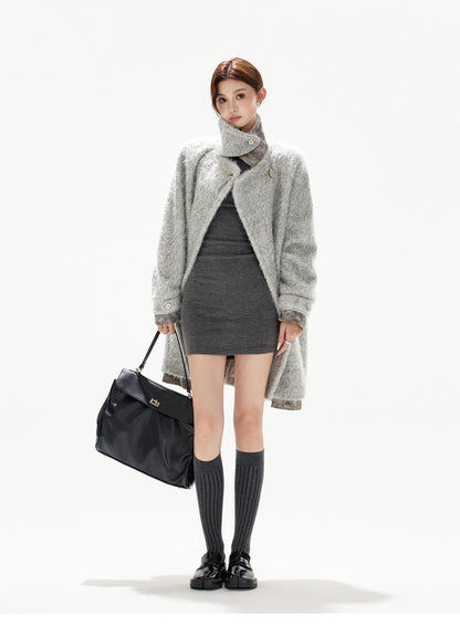 MELANGE WOOL COCOON COAT