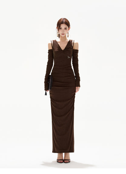 ELEGANT OFF-SHOULDER KNIT DRESS