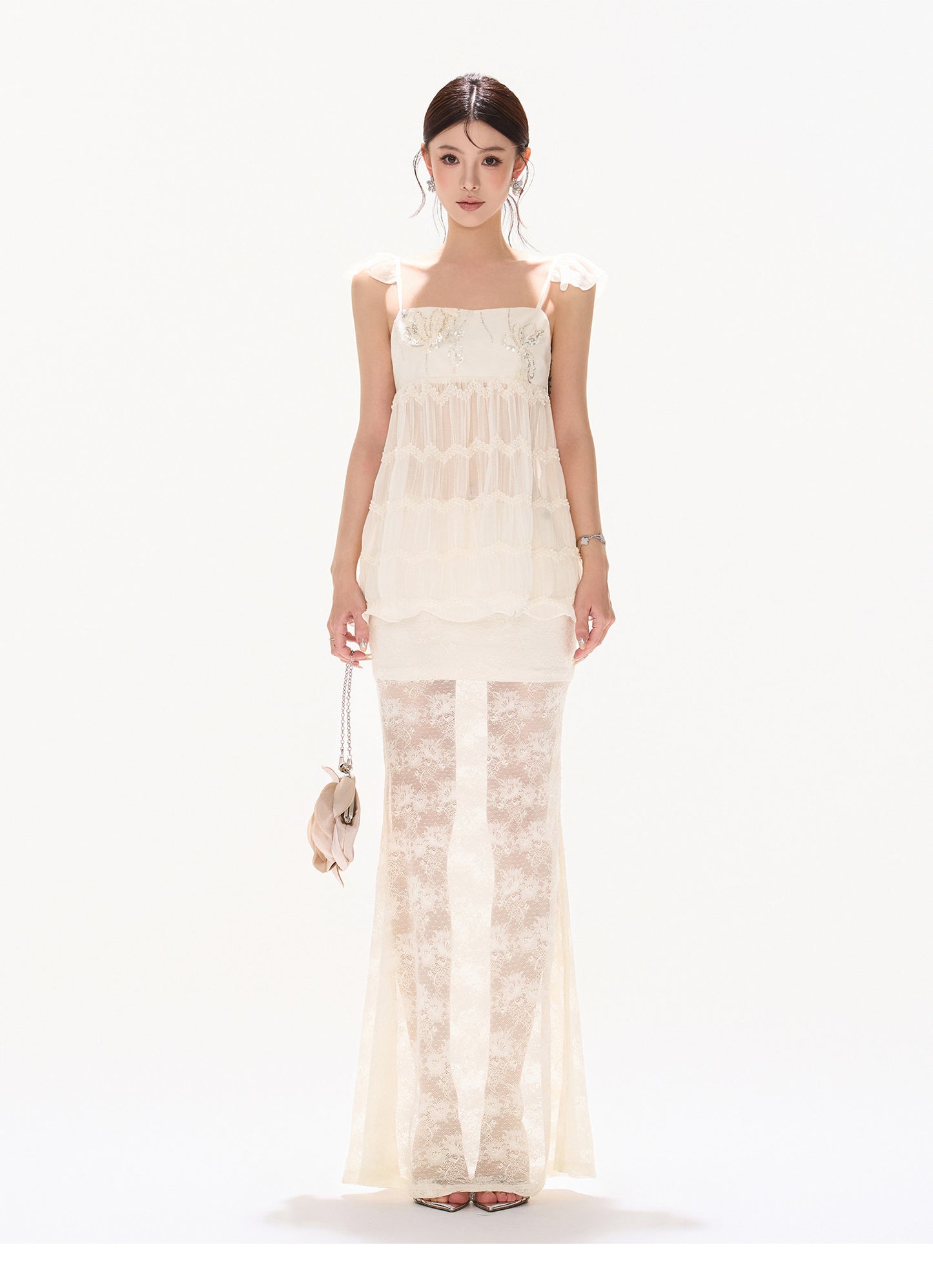 SEQUIN MESH SKIRT SET