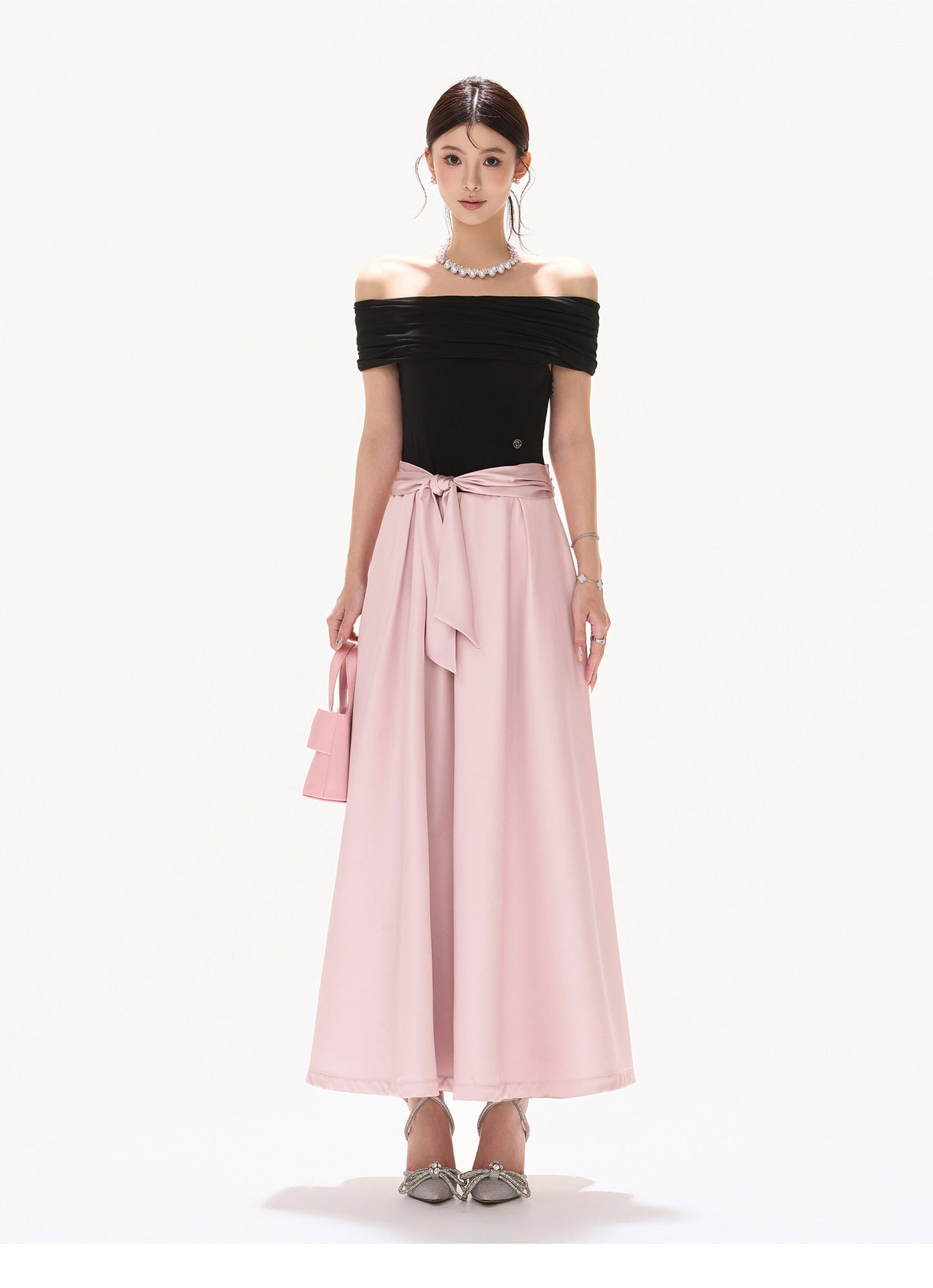 BLACK ROSE SATIN DRESS