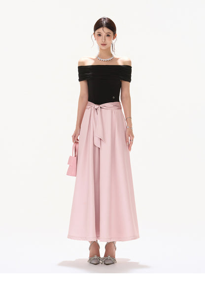 BLACK ROSE SATIN DRESS