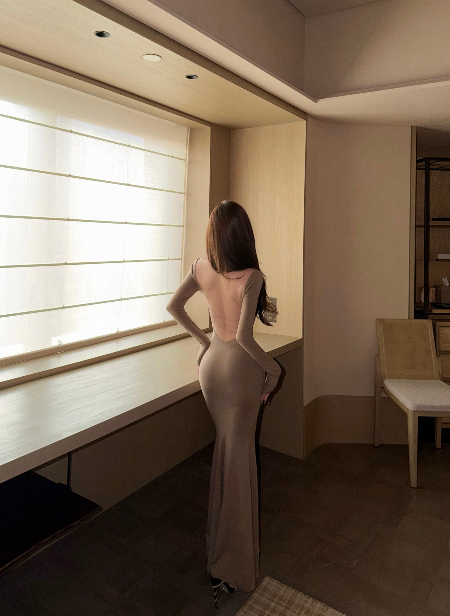 HALTER BACKLESS MERMAID KNIT DRESS