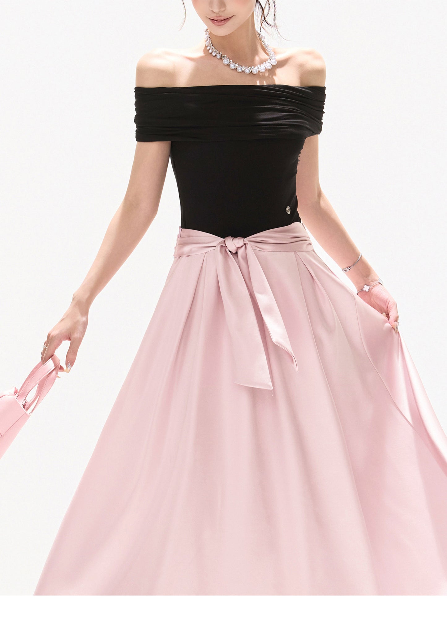 BLACK ROSE SATIN DRESS