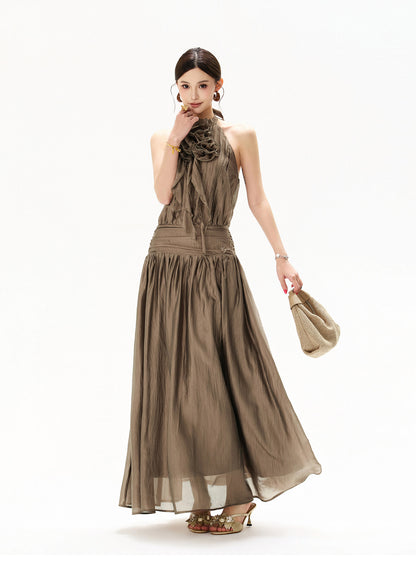 【日本在庫 】FLORAL HALTER CHIFFON MUSE DRESS