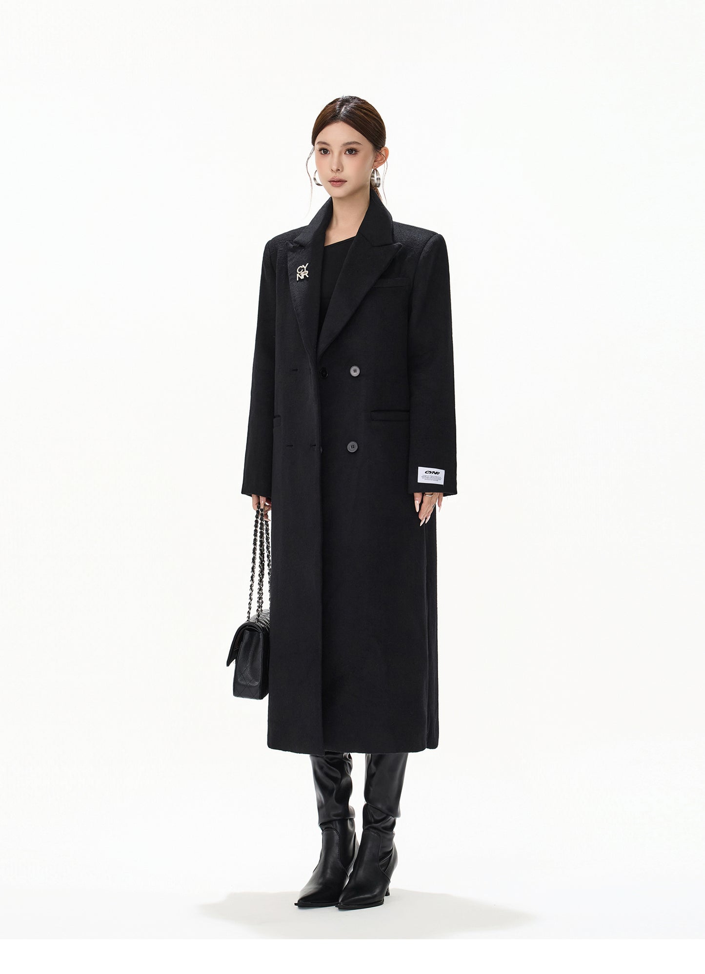 RHINESTONE WOOL OVERSIZED COAT