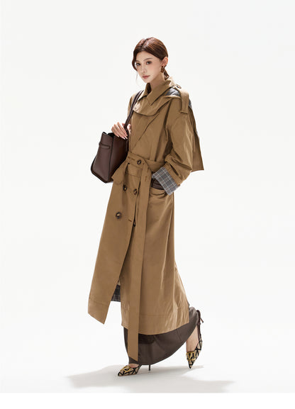 BRITISH PLAID CONTRAST TRENCH COAT