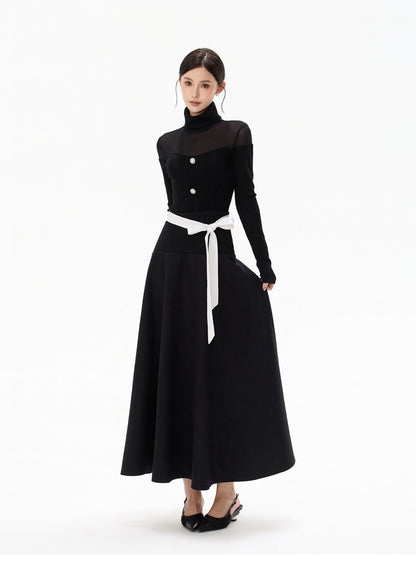 SHEER KNIT & BELTED SKIRT SET