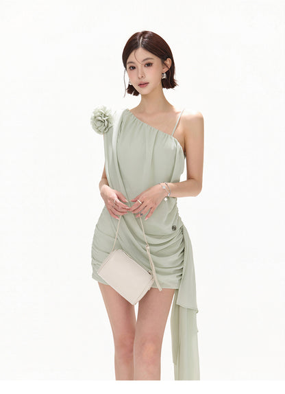 FLORAL ASYMMETRIC MINI DRESS