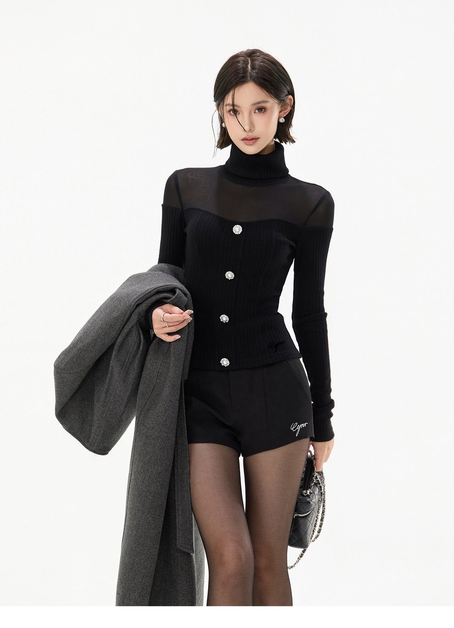 SHEER KNIT & BELTED SKIRT SET