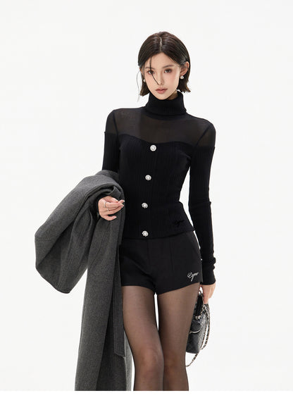 SHEER KNIT & BELTED SKIRT SET