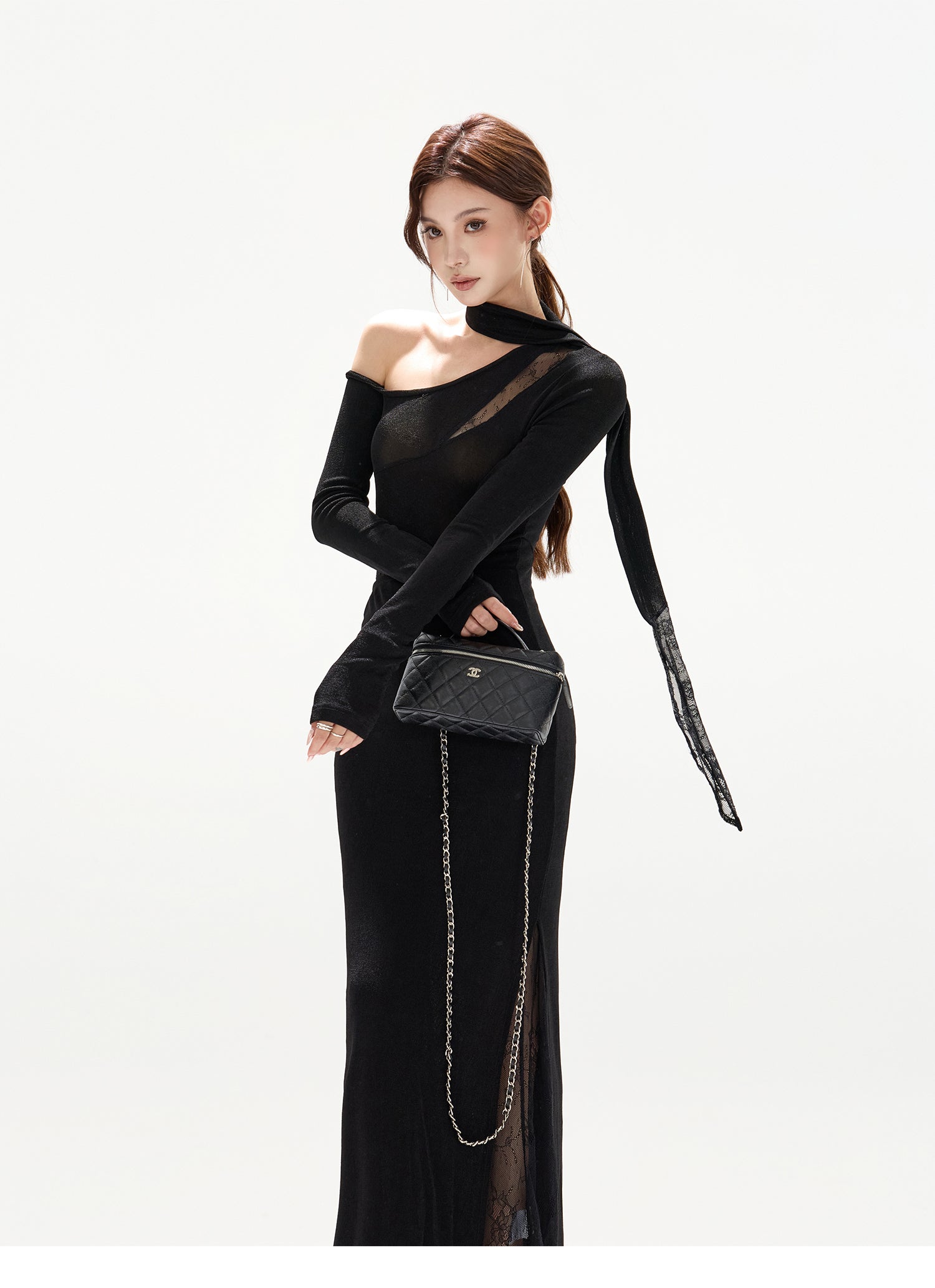 LACE PATCHWORK KNITTED SLIM ONE-PIECE – BIBIDO