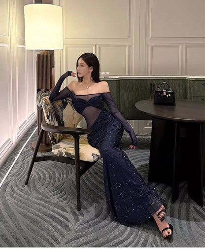 OFF-SHOULDER SEQUIN MERMAID DRESS