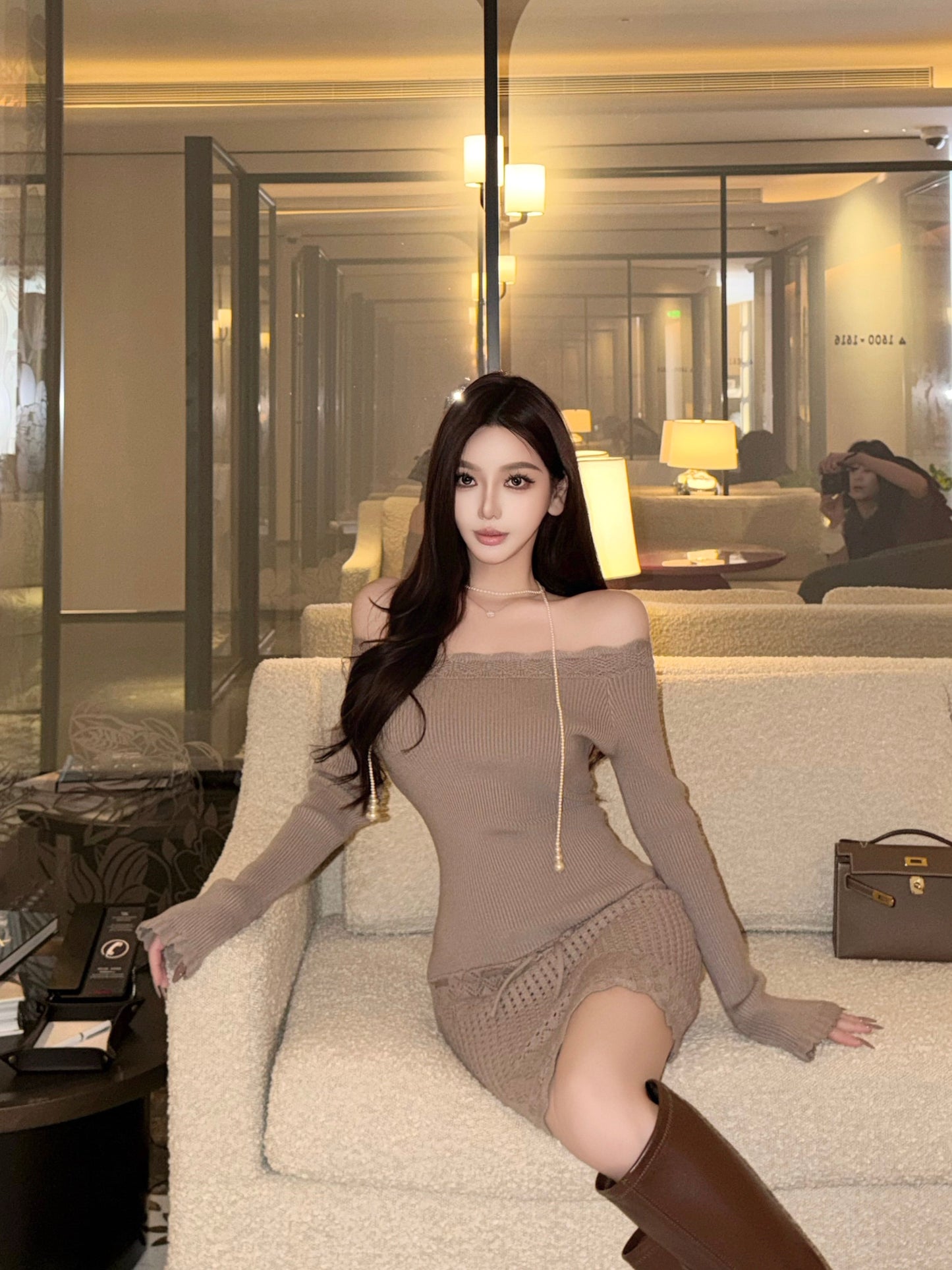 FRENCH CUT-OUT OS KNIT DRESS