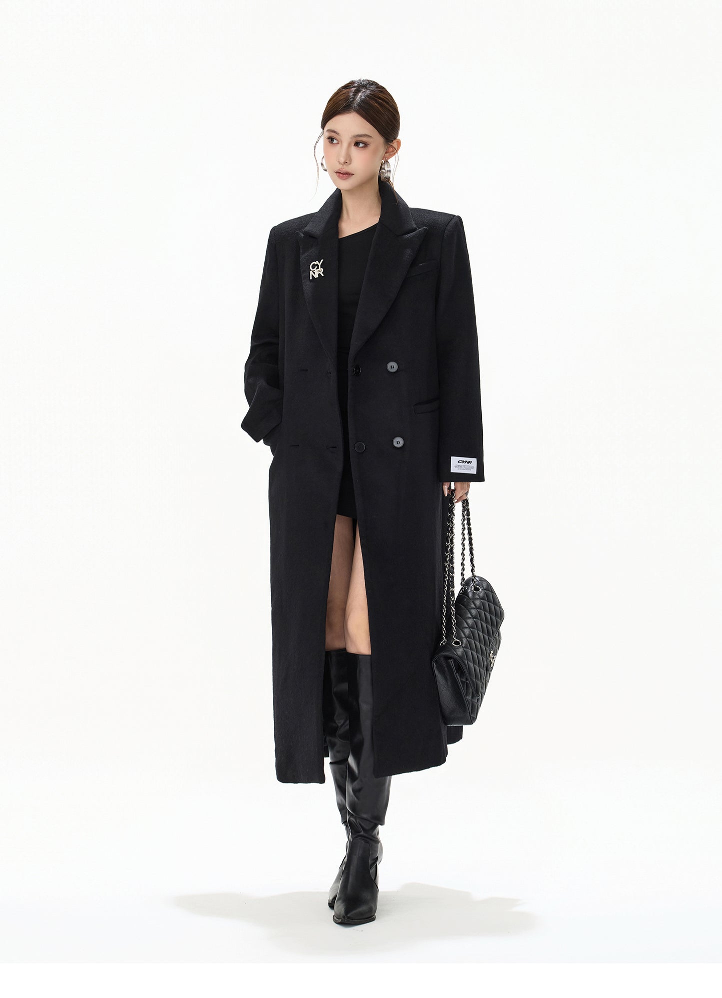 RHINESTONE WOOL OVERSIZED COAT