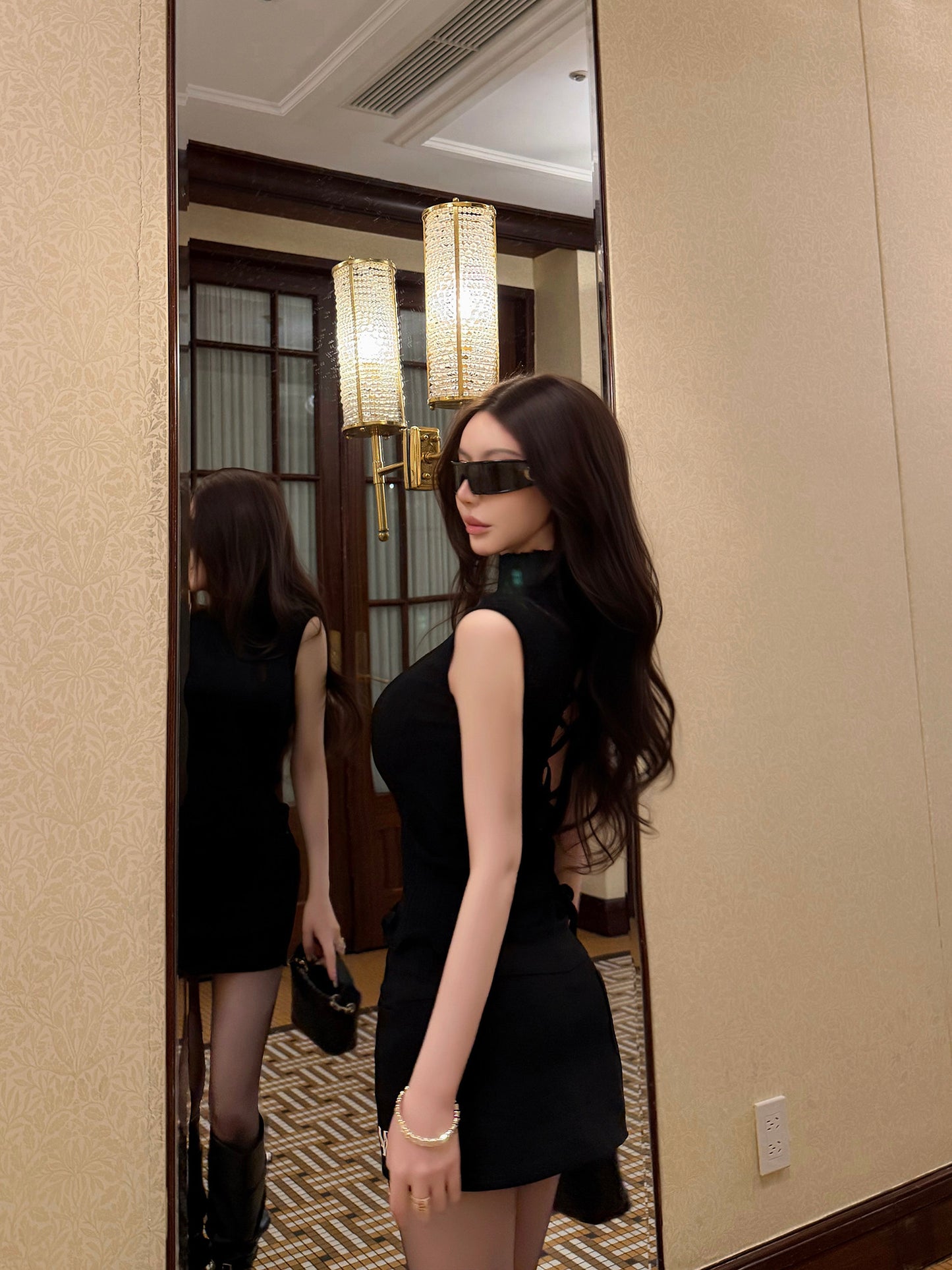 ATELIER OPEN-BACK KNIT & PLEATED SKIRT