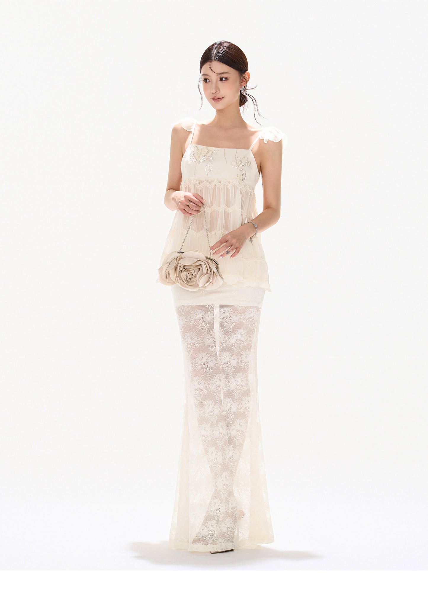 SEQUIN MESH SKIRT SET
