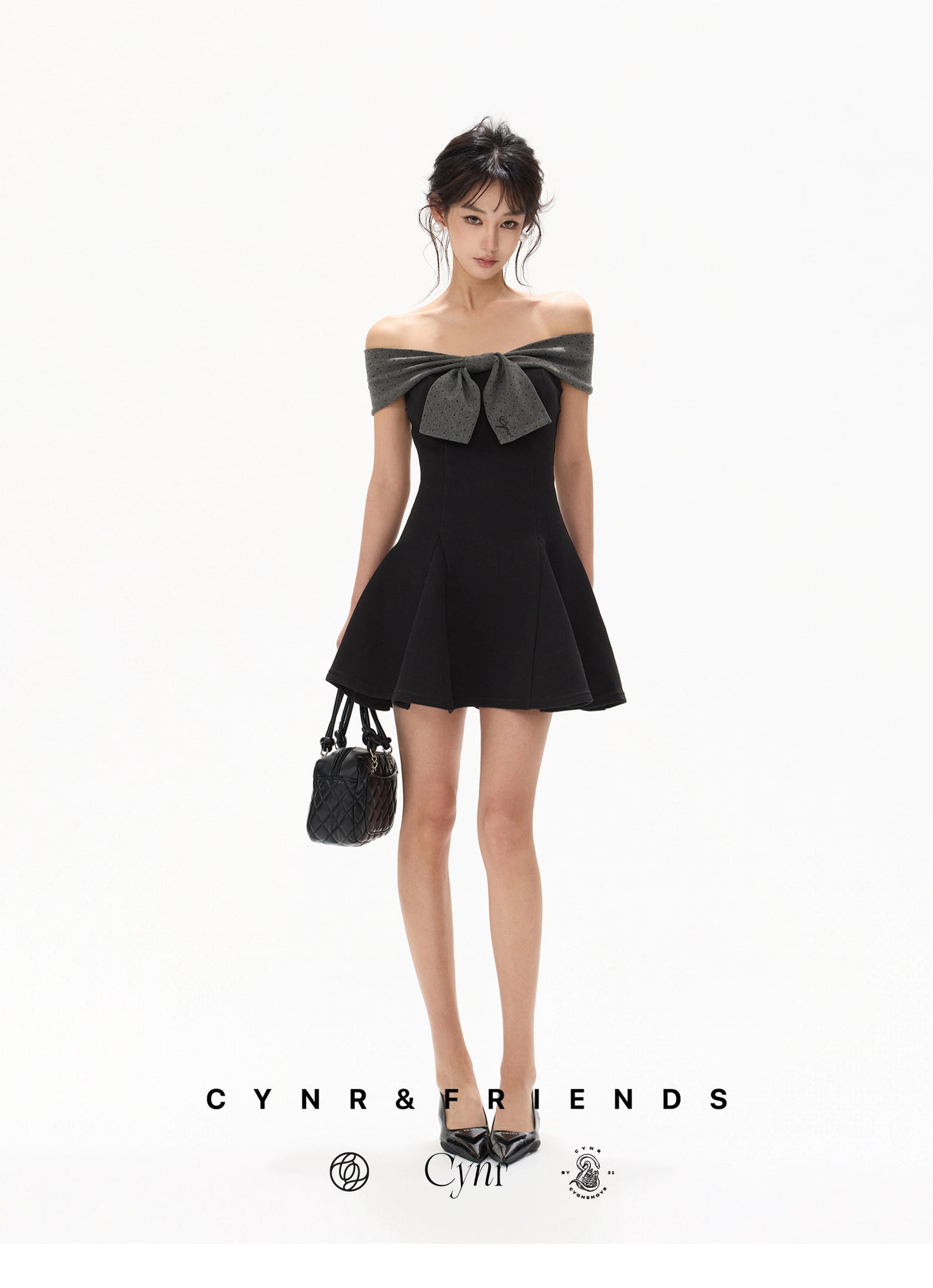 【日本在庫 】OFF SHOULDER POLKA DOT DRESS