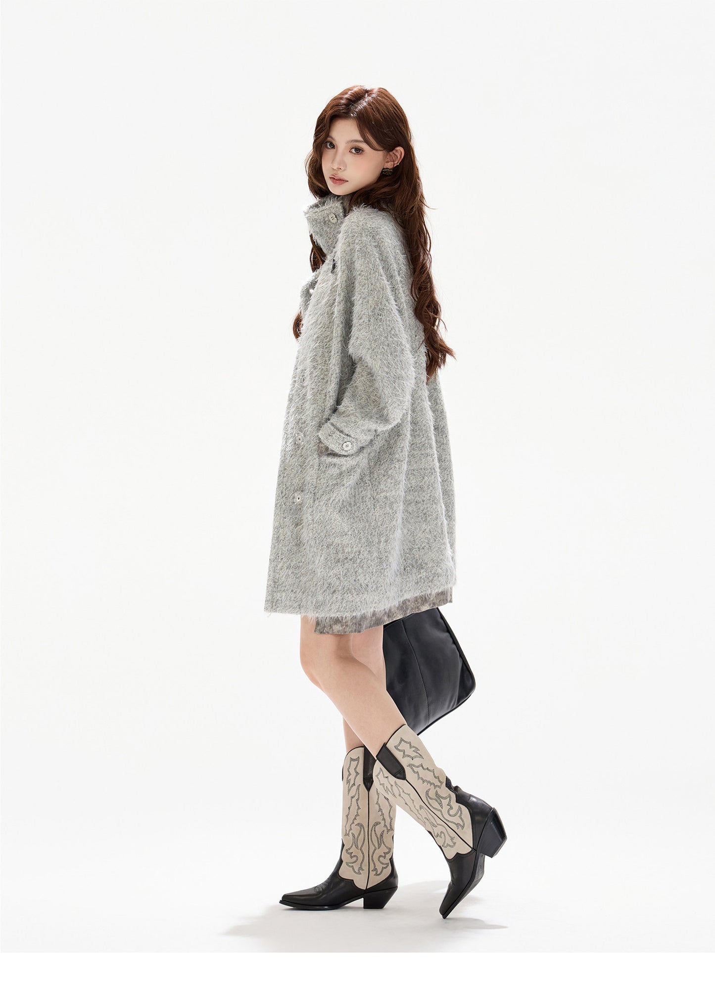 MELANGE WOOL COCOON COAT