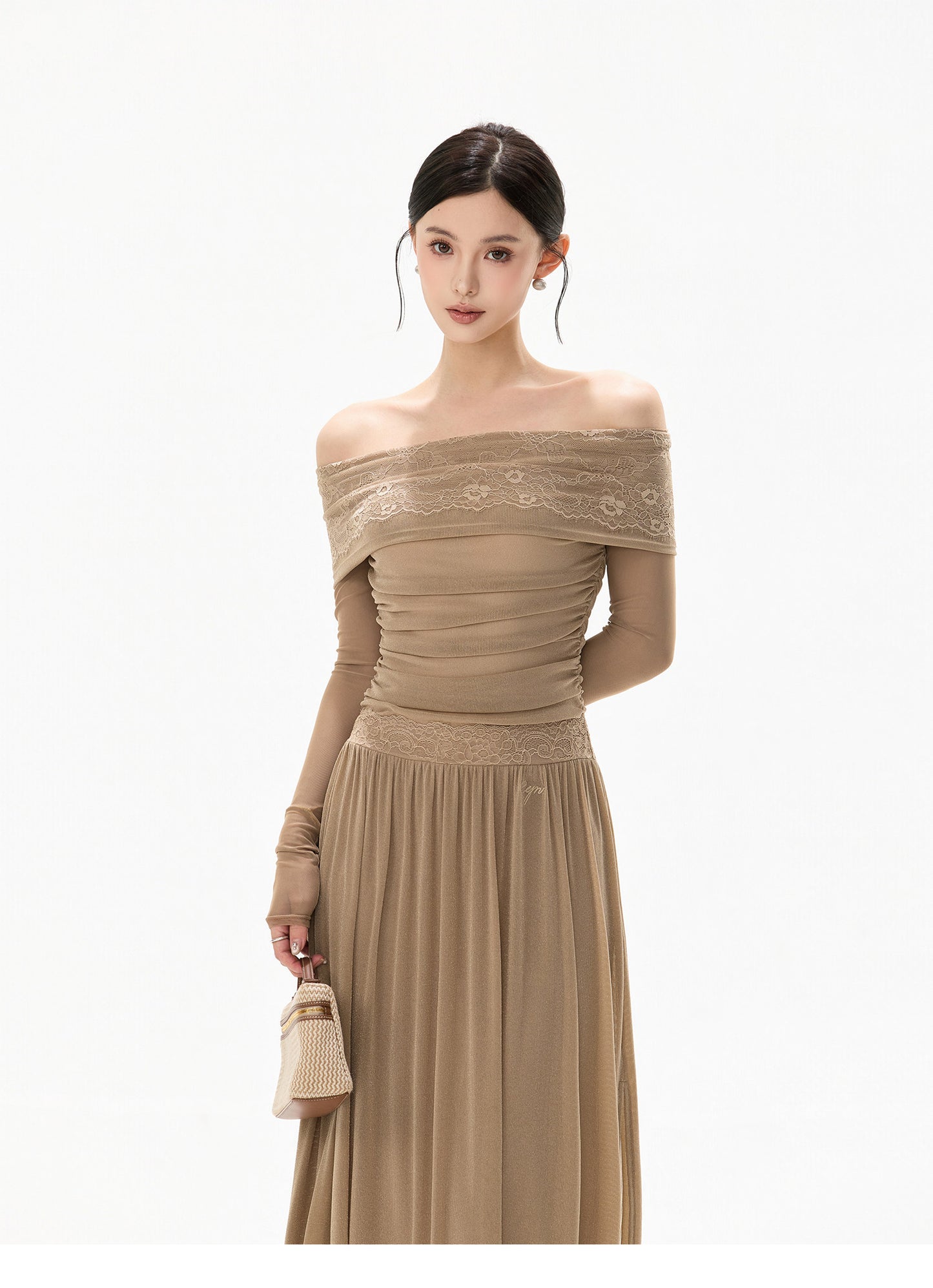 MIST LACE OFF SHOULDER DRESS