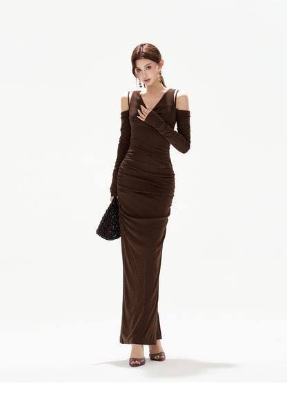 ELEGANT OFF-SHOULDER KNIT DRESS