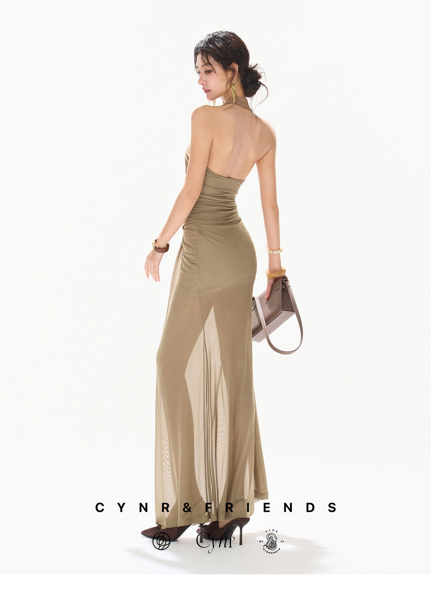 LACE HALTER BACKLESS MAXI