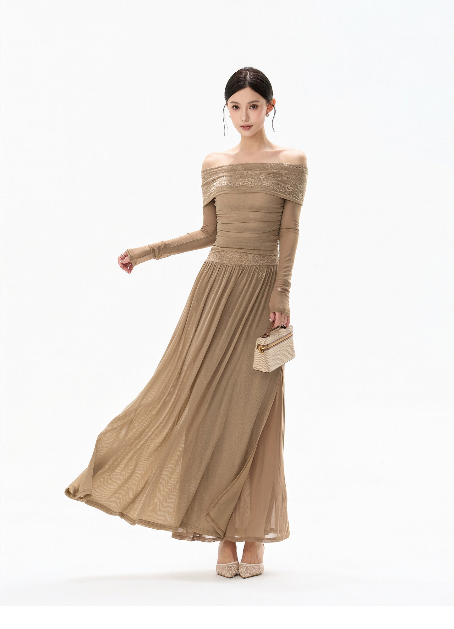 MIST LACE OFF SHOULDER DRESS