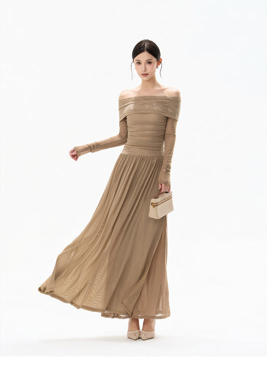 MIST LACE OFF SHOULDER DRESS