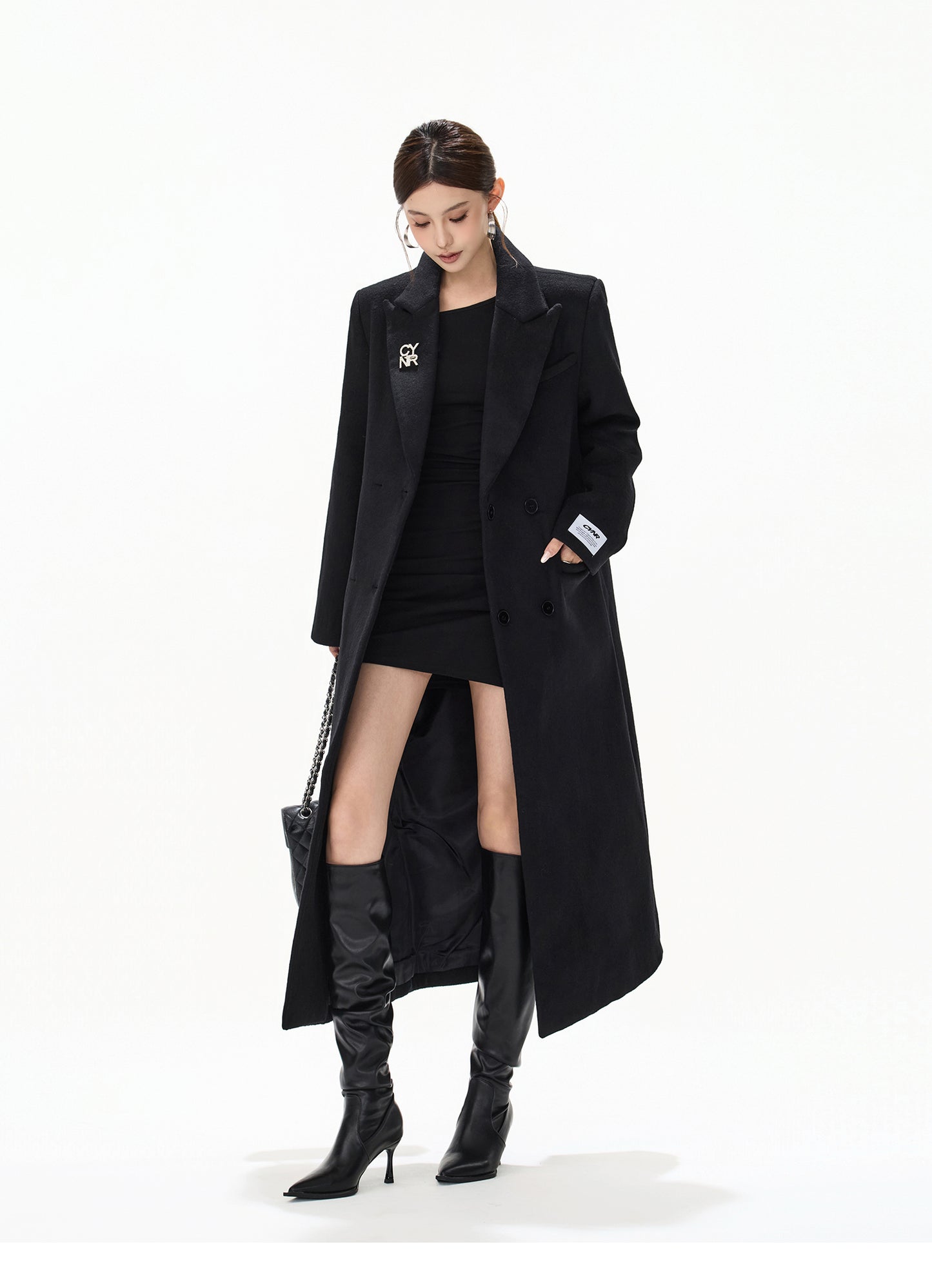 RHINESTONE WOOL OVERSIZED COAT