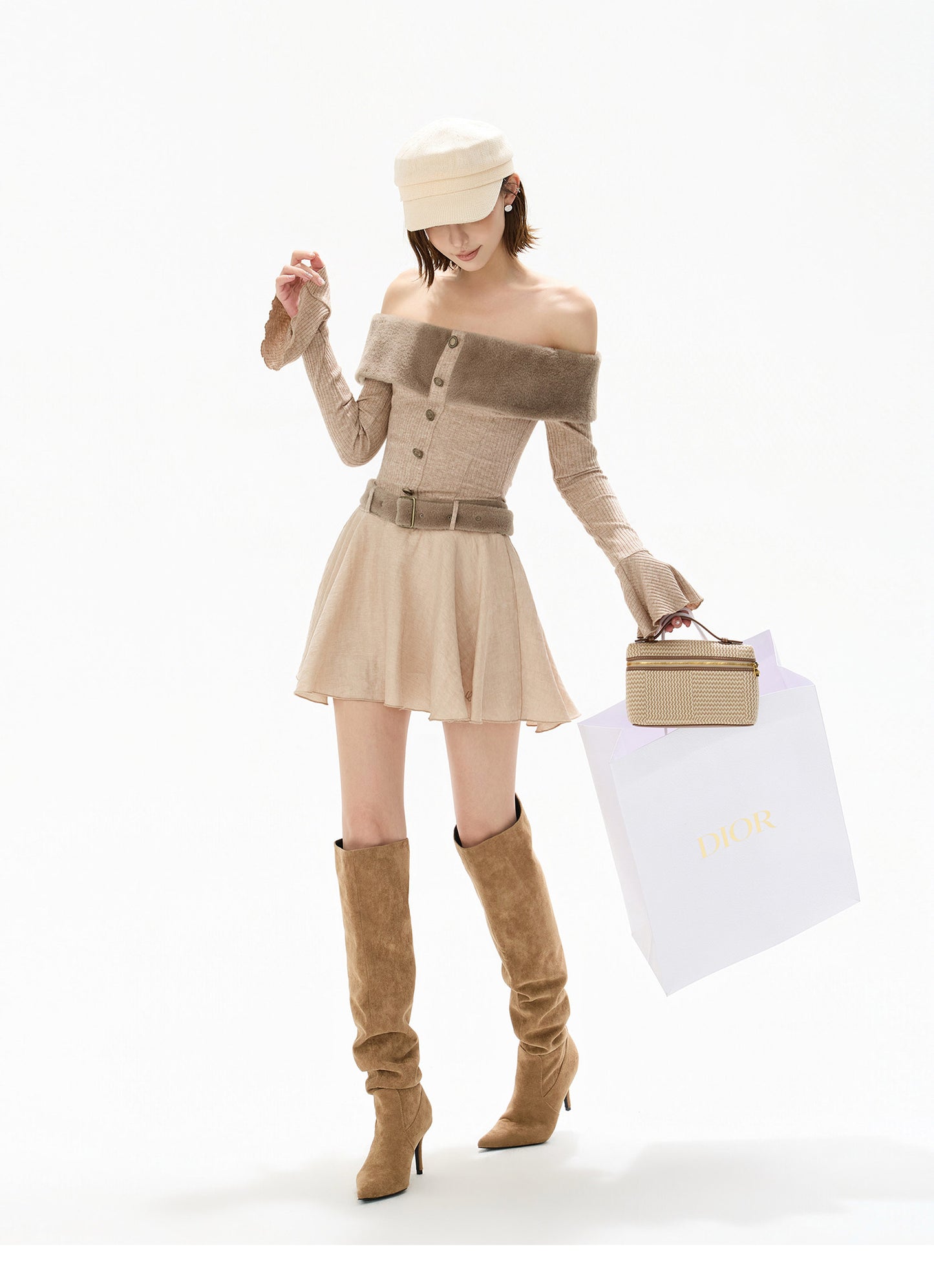 RETRO LADY ECO FUR KNIT DRESS