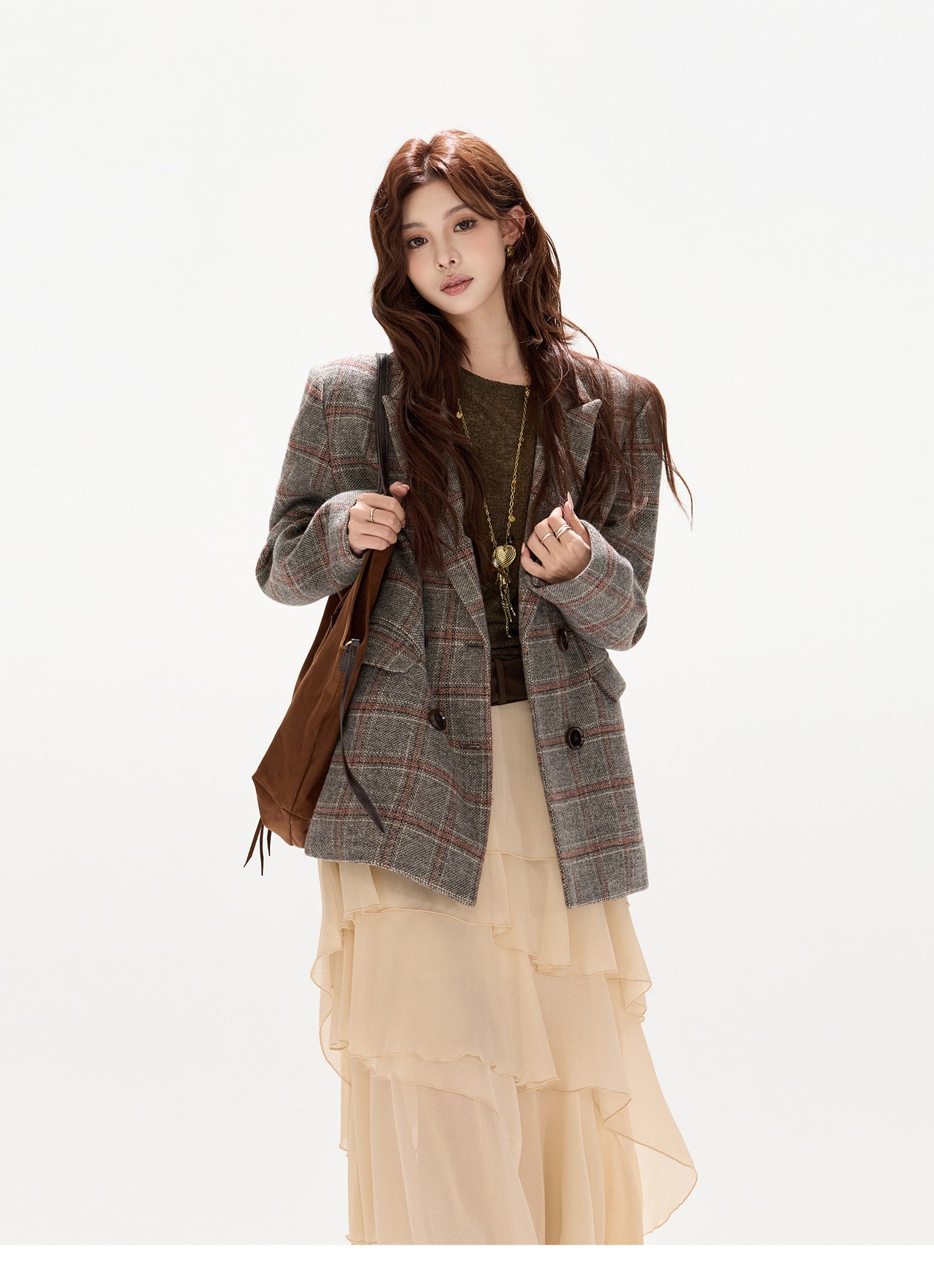 BRITISH BLAZER × BOHO CHIFFON SKIRT